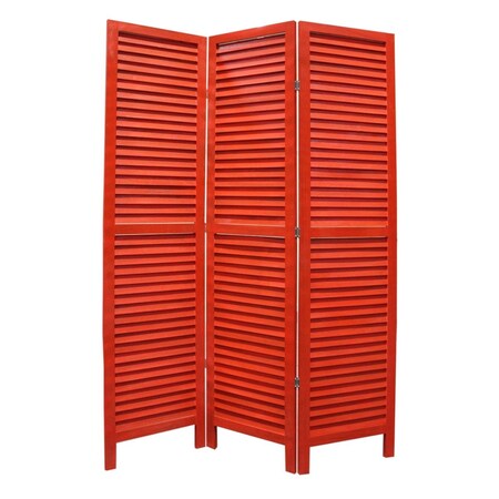 Palacedesigns 1 x 48 x 67 in. Wood Shutter Screen Red PA3669126